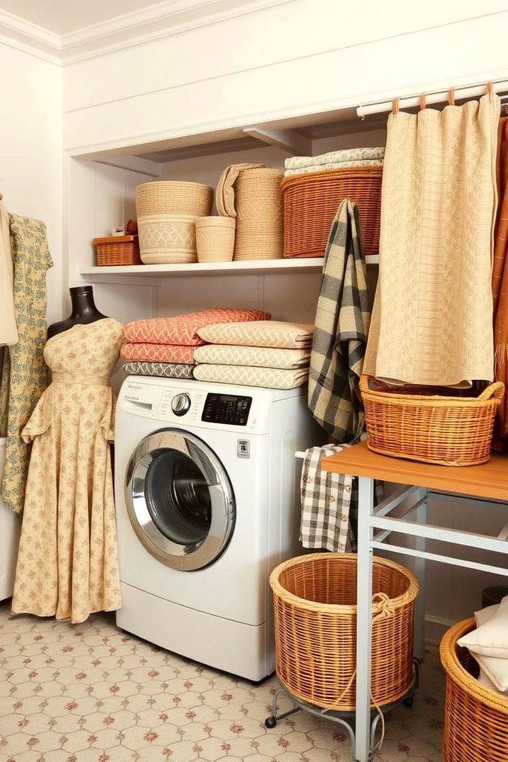Classic Textile Choices on Display - 22 Vintage Laundry Room Decor Ideas