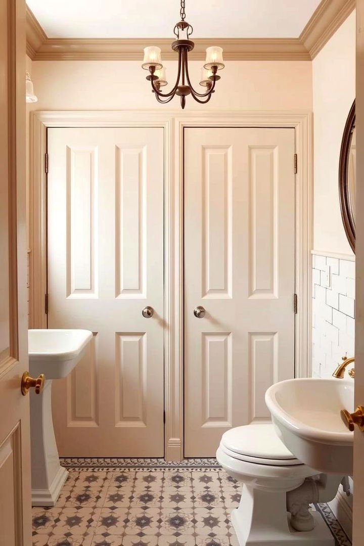 Classic Tile Integration - 22 Bathroom Pocket Door Ideas