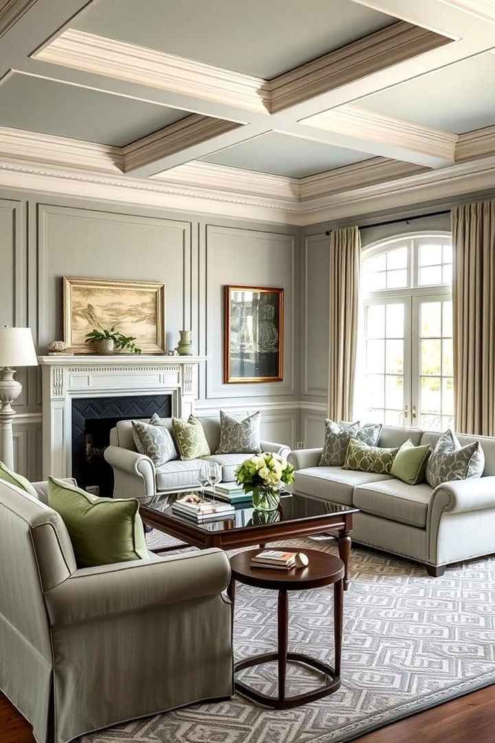 Classic Transitional Style - 22 Grey and Sage Green Living Room Ideas