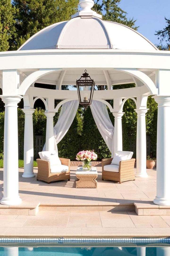 Classic White Pool Gazebo - 22 Pool Gazebo Ideas