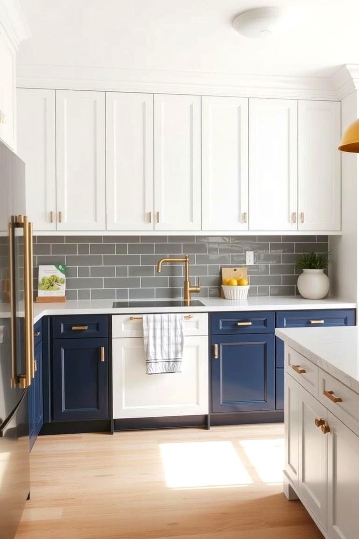 Classic White and Navy Blue - 22 Two Tone Kitchen Cabinet Ideas