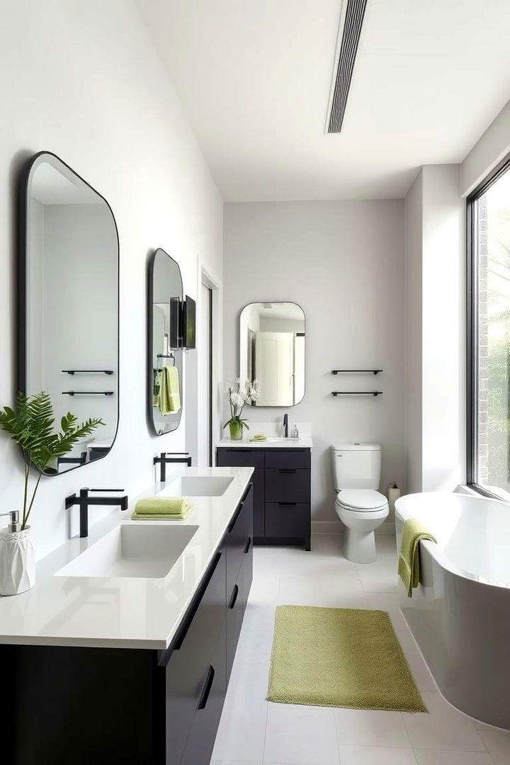 Clean Lines with Natures Accent - 22 Black and Green Bathroom Ideas