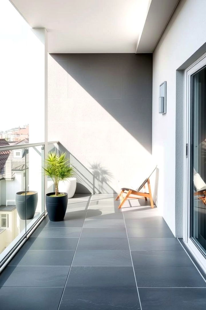 Clean Minimalist Slate - 22 Balcony Tiles Ideas