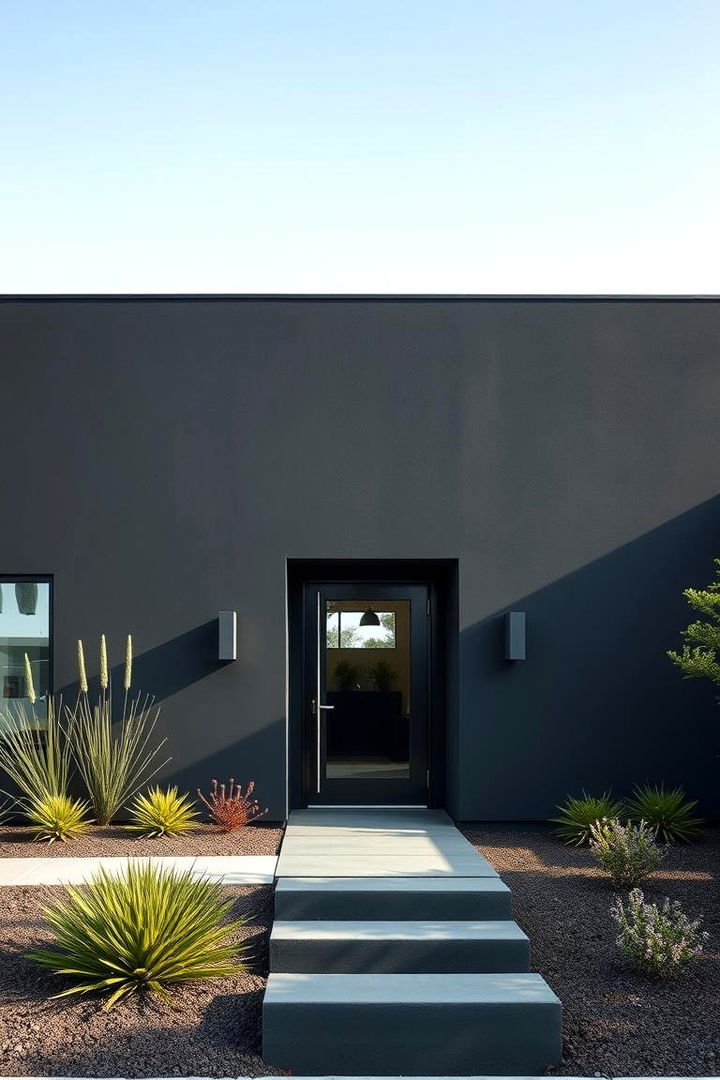 Clean and Crisp Facade - 22 Black Stucco House Ideas