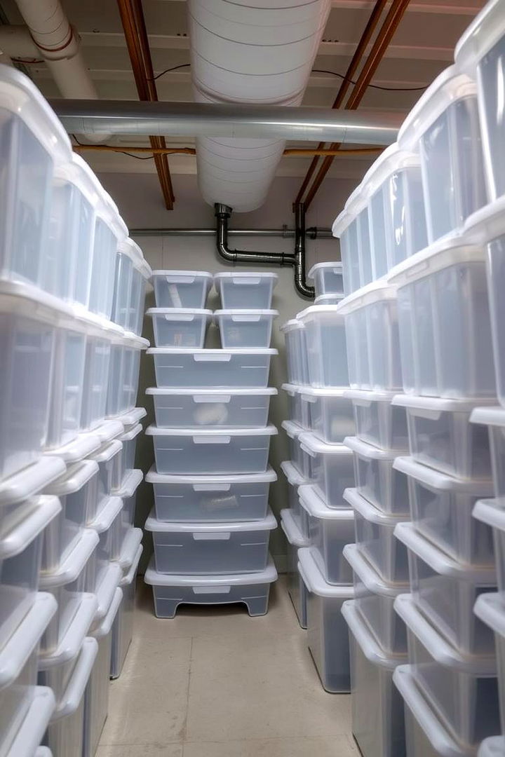 Clear Plastic Container Organization - 22 Basement Storage Ideas