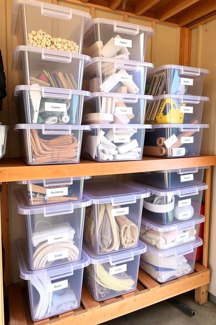 Clear Plastic Storage Bins - 22 Shed Organization Ideas