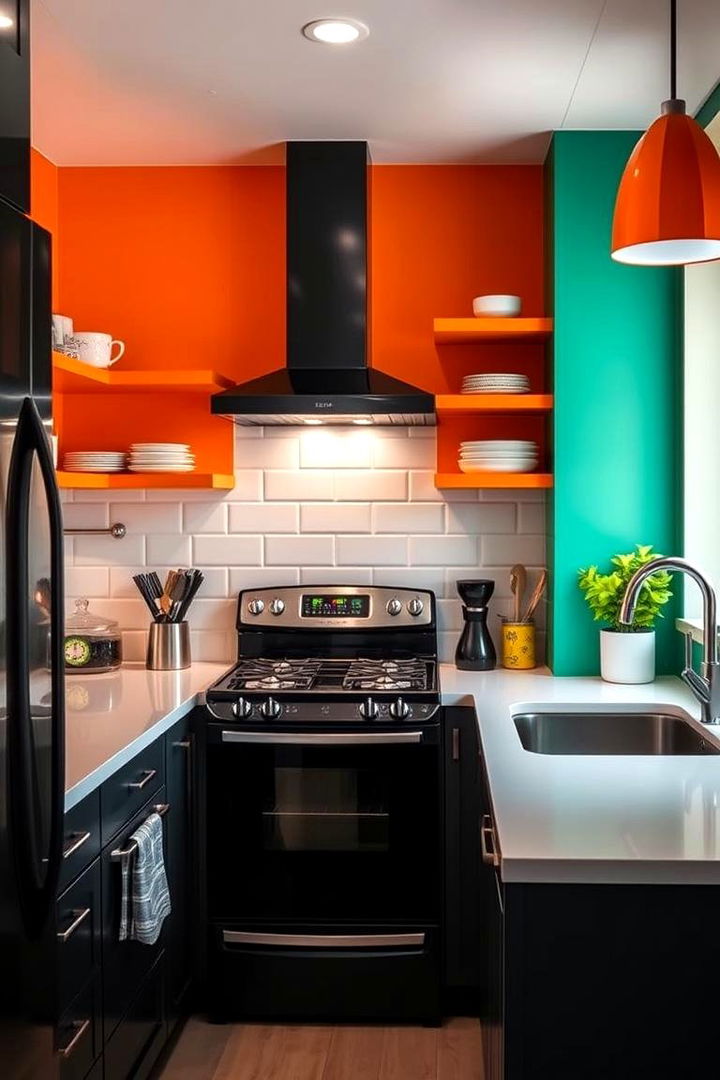 Clever Color Contrasts - 22 Small Kitchen with Black Appliances Ideas