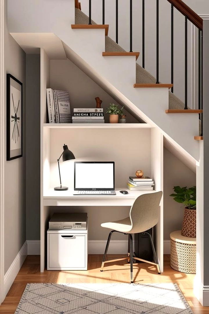 Clever Desk Niche - 22 Under Stair Storage Ideas