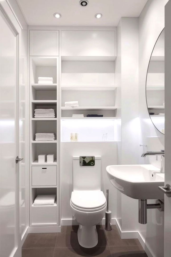 Clever Storage Solutions - 22 Small White Bathroom Ideas