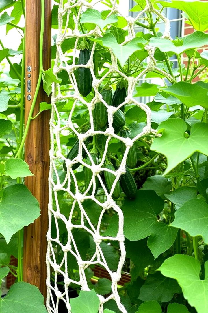 Climbing Netting Trellis - 22 Cucumber Trellis Ideas