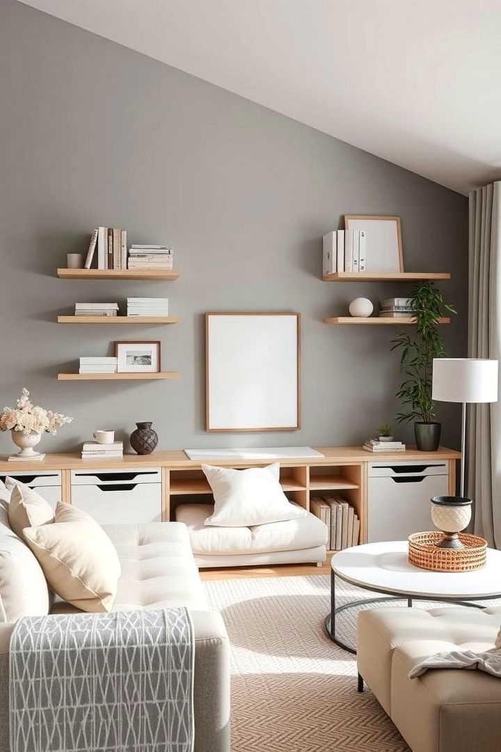 Clutter Free Organized Spaces - 22 Grey and Cream Living Room Ideas