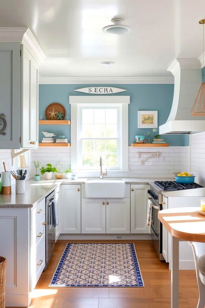 Coastal Blue Accents - 22 Blue and White Kitchen Ideas