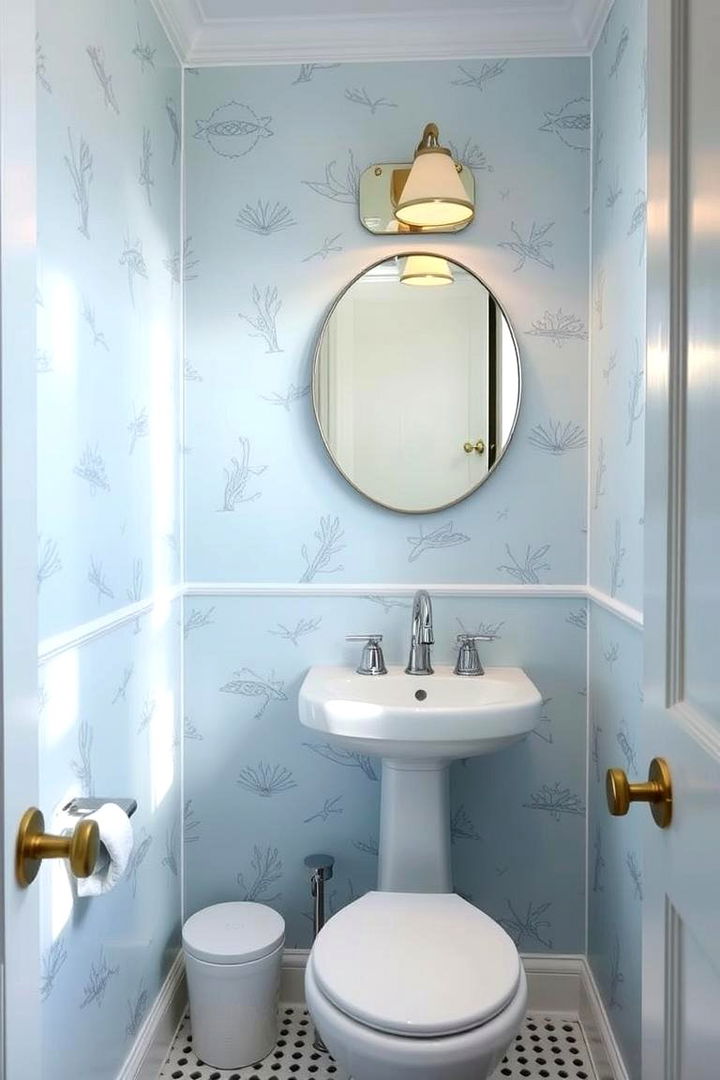 Coastal Blue Tones - 22 Powder Room Wallpaper Ideas