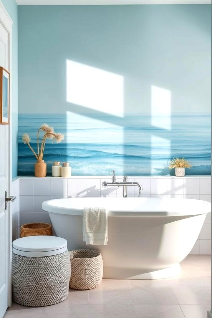 Coastal Blue Tones - 22 Bathroom Accent Wall Ideas