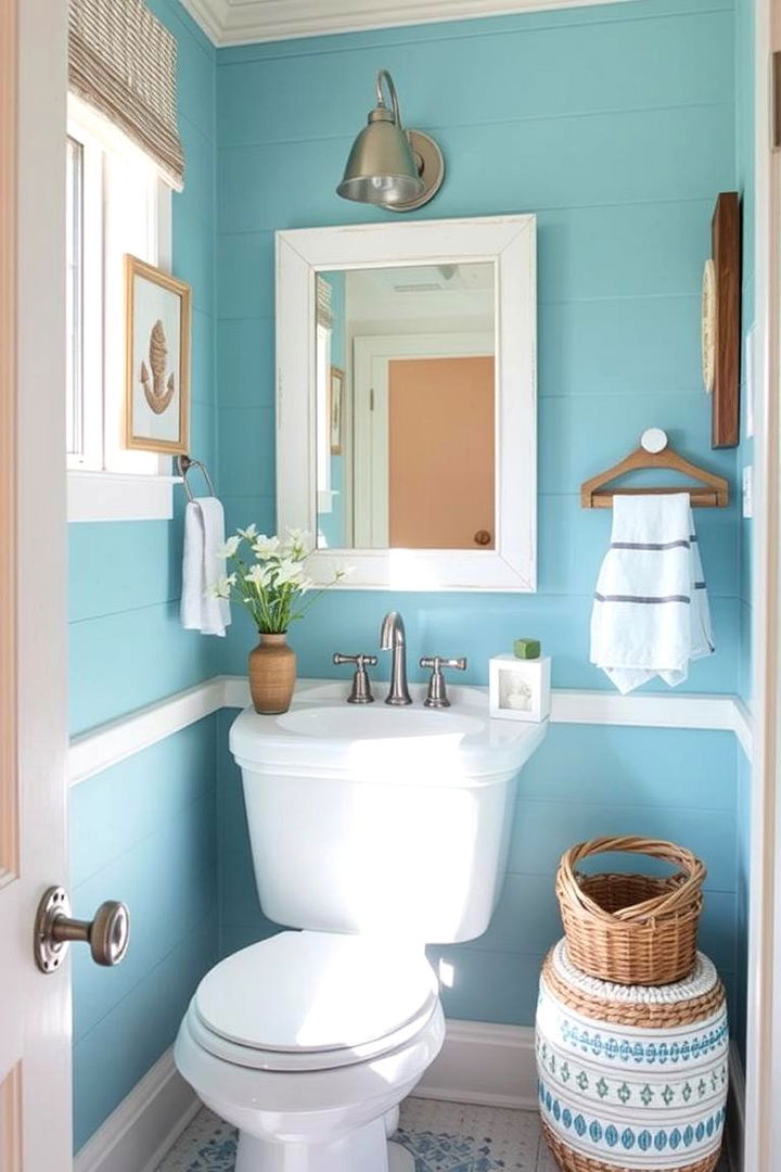 Coastal Blue Vibes - 22 blue powder room ideas