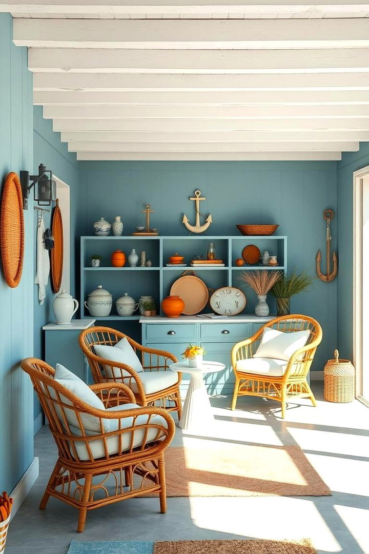 Coastal Breeze Charm - 22 orange and blue living room ideas