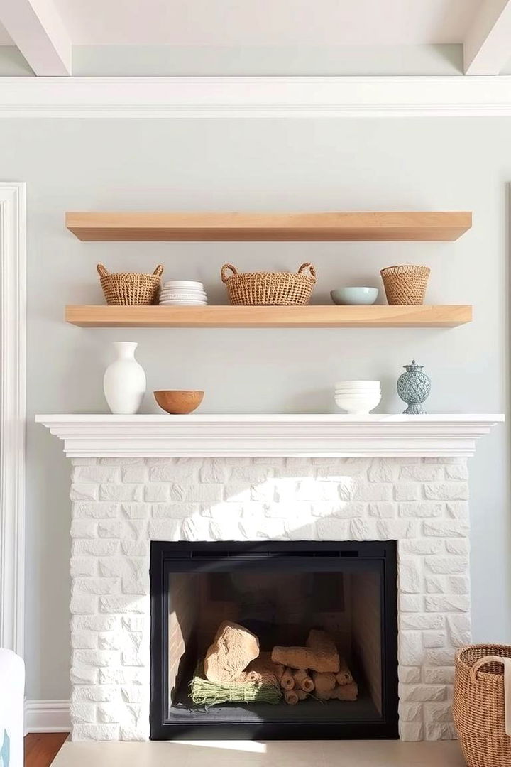 Coastal Breeze Inspirations - 22 Fireplace Floating Shelves Design Ideas