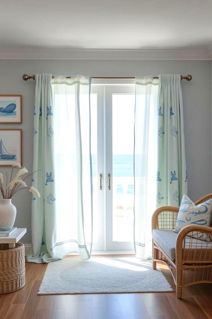 Coastal Breeze Motifs - 22 Sliding Door Curtain Ideas