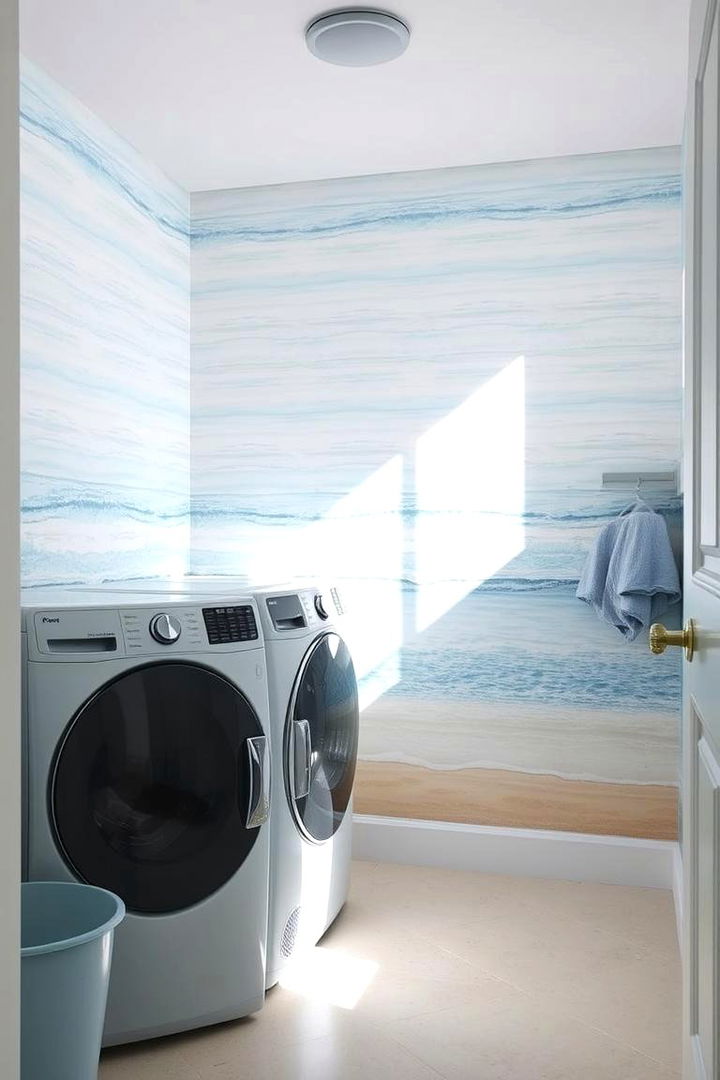 Coastal Breeze Wallpaper for Tranquility - 22 Laundry Room Wallpaper Ideas