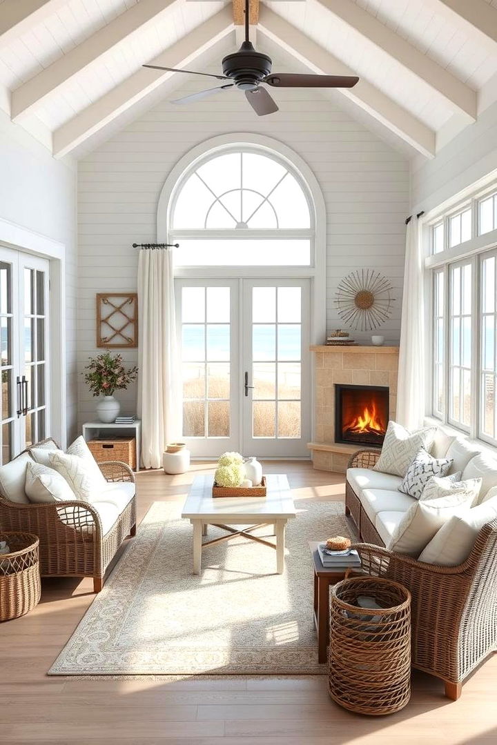 Coastal Escape Sunroom - 22 Sunroom With Fireplace Ideas