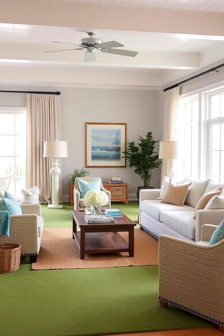 Coastal Green Comfort - 22 Green Carpet Living Room Ideas