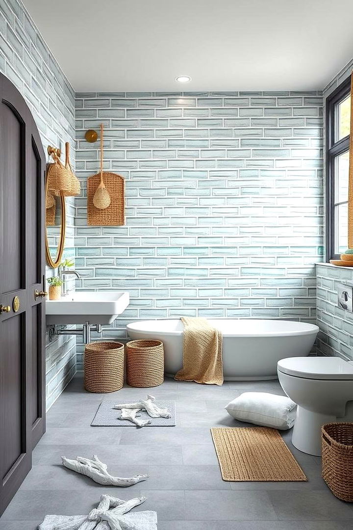 Coastal Grey Bathroom - 22 Grey Tile Bathroom Ideas