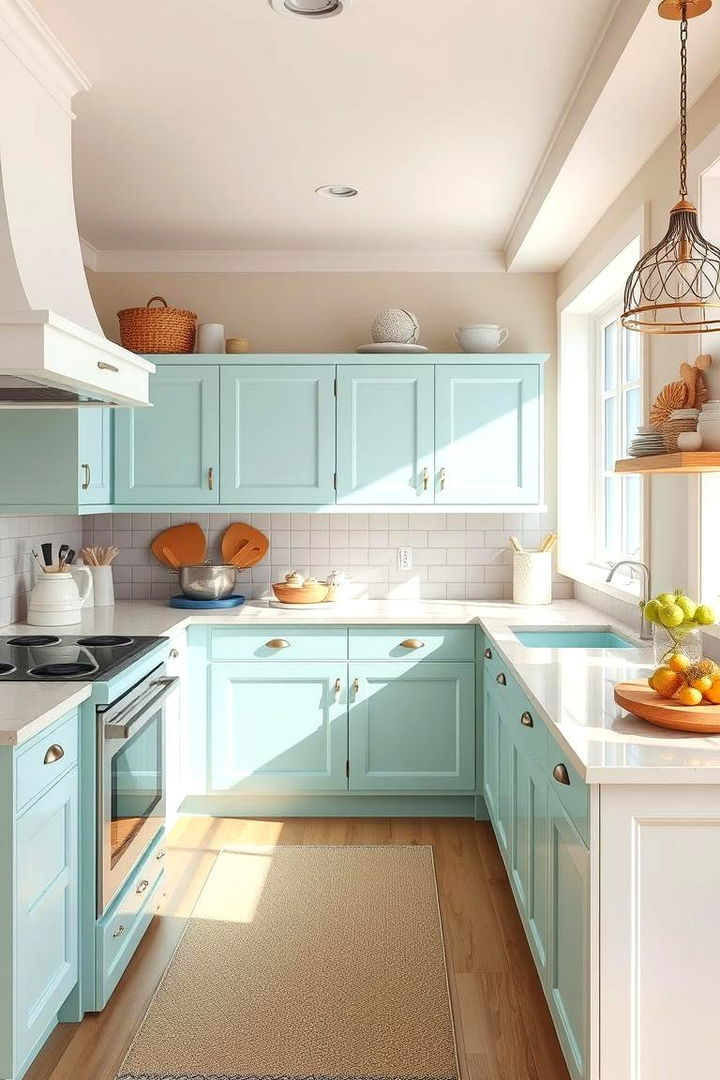 Coastal Inspired Aquatic Colors - 22 Kitchen With Colored Appliances Ideas