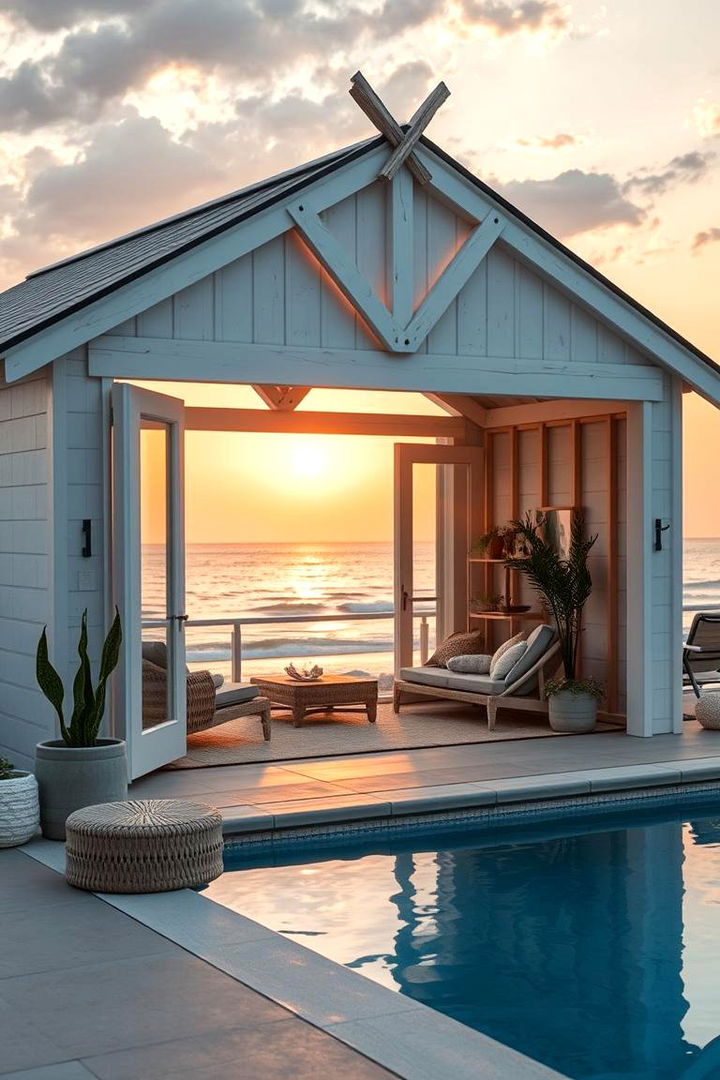 Coastal Inspired Pool Shed - 22 Pool Shed Ideas
