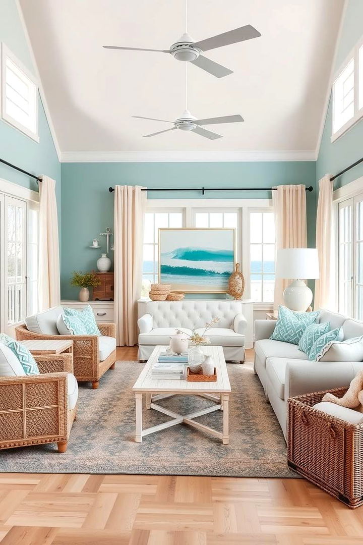 Coastal Inspired Turquoise Living - 22 Turquoise Living Room Ideas