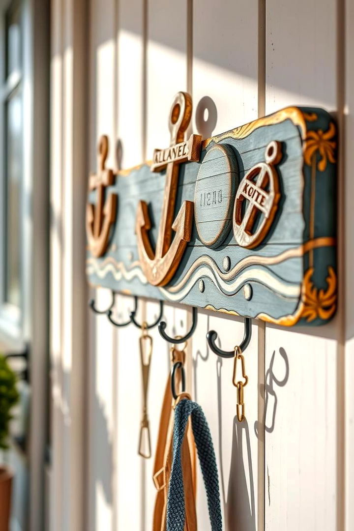 Coastal Key Holder and Hooks - 22 Summer Front Door Decor Ideas