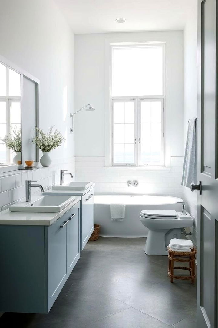 Coastal Minimalist Appeal - 22 Gray Floor Bathroom Ideas