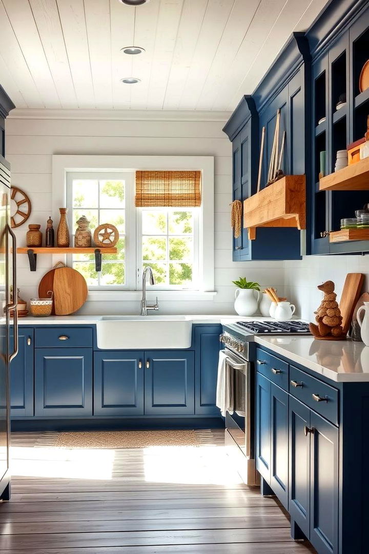 Coastal Navy Blue Touch - 22 Navy Blue Kitchen Cabinets Ideas
