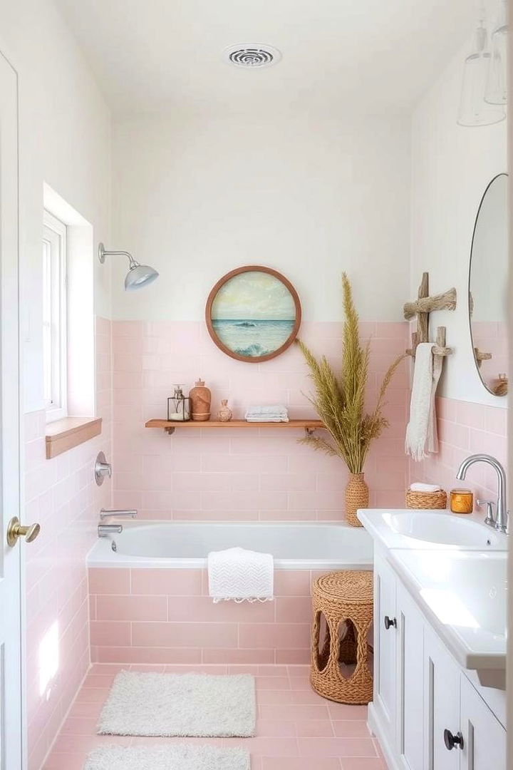Coastal Pink Escape - 22 Pink Tile Bathroom Ideas