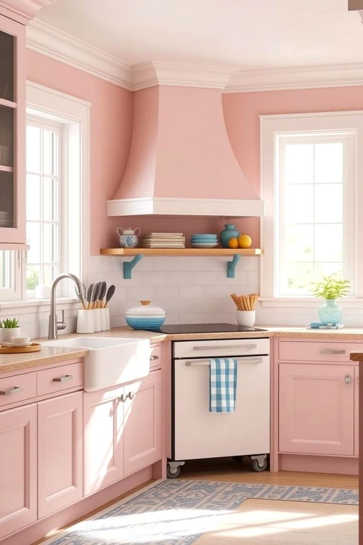 Coastal Pink Kitchen - 22 Pink Kitchen Ideas