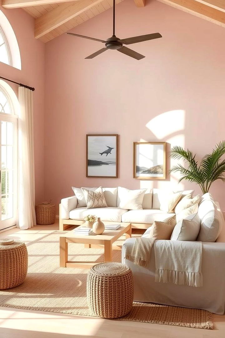 Coastal Pink Serenity - 22 Pink Living Room Ideas