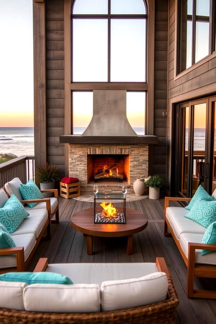 Coastal Retreat with Ocean Views - 22 Covered Deck With Fireplace Ideas