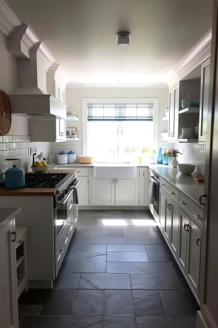 Coastal Style Kitchen with Slate Floors - 22 Kitchens With Slate Floors