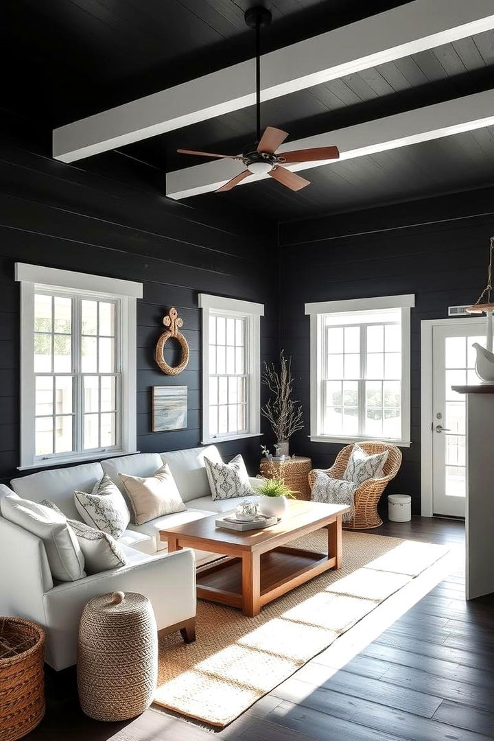 Coastal Twist - 22 Black Shiplap Wall Ideas