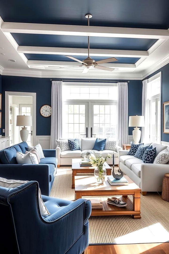 Coastal Vibes - 22 Navy Blue Living Room Ideas