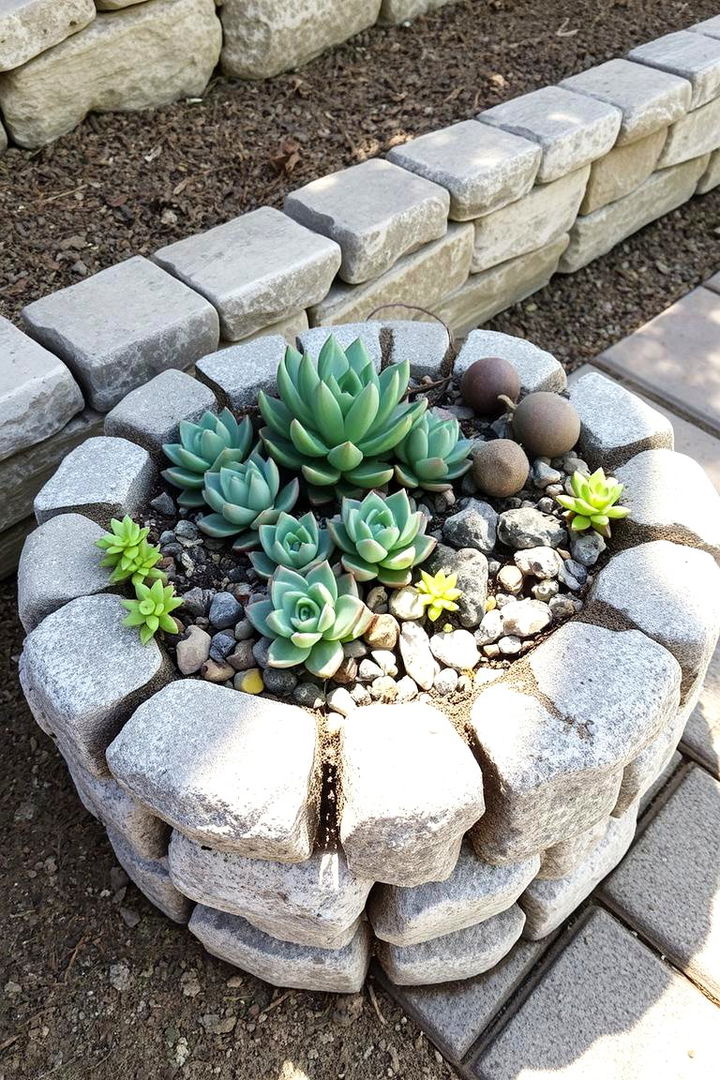 Cobbled Stone Planter Elegance - 22 Fairy Garden Container Ideas