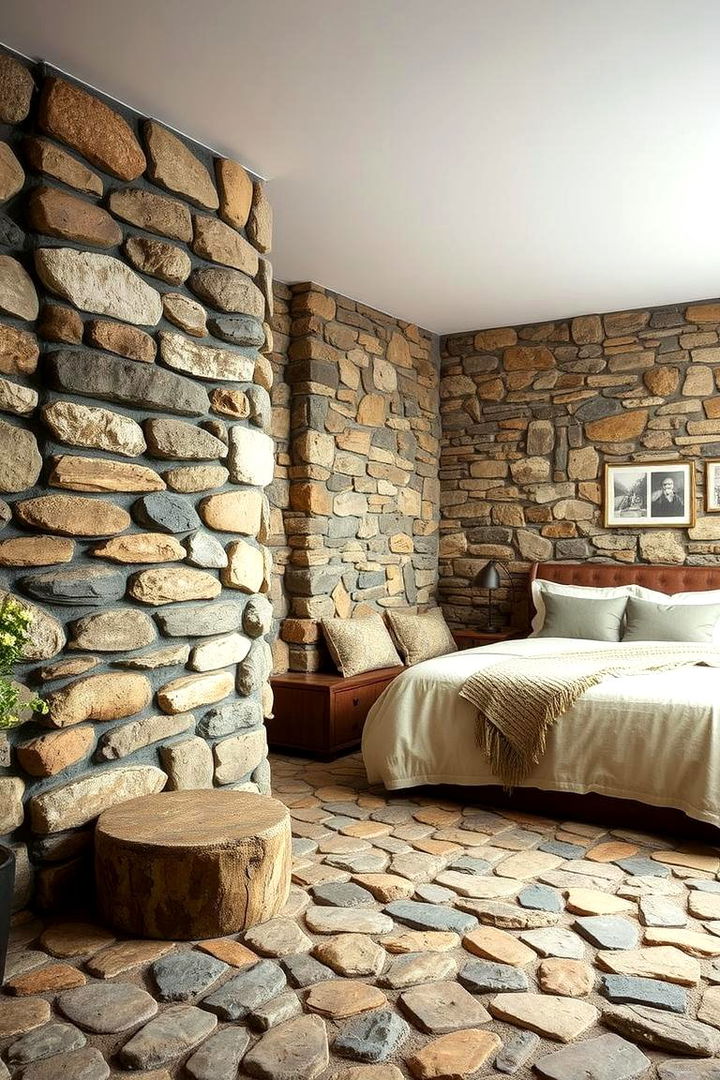 Cobblestone Texture Accents - 22 Minecraft Themed Bedroom Ideas