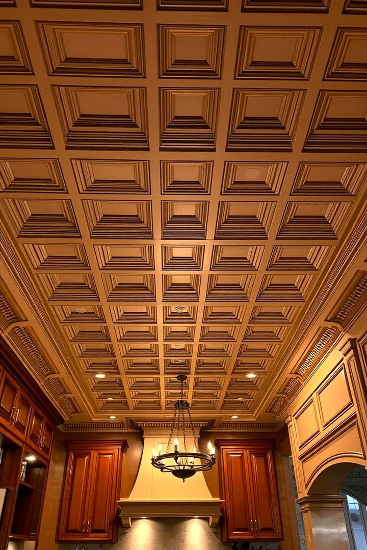 Coffered Ceiling Sophistication - 22 Kitchen Ceiling Ideas