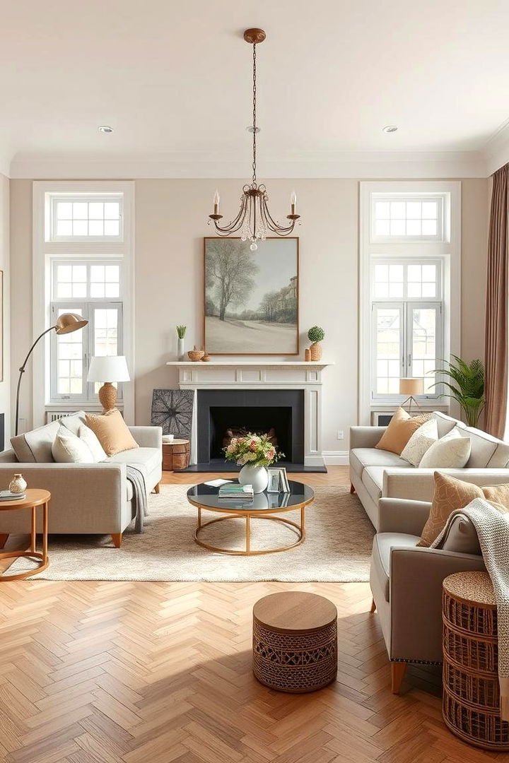 Cohesive Space Flow - 22 Dulux Egyptian Cotton Living Room Ideas
