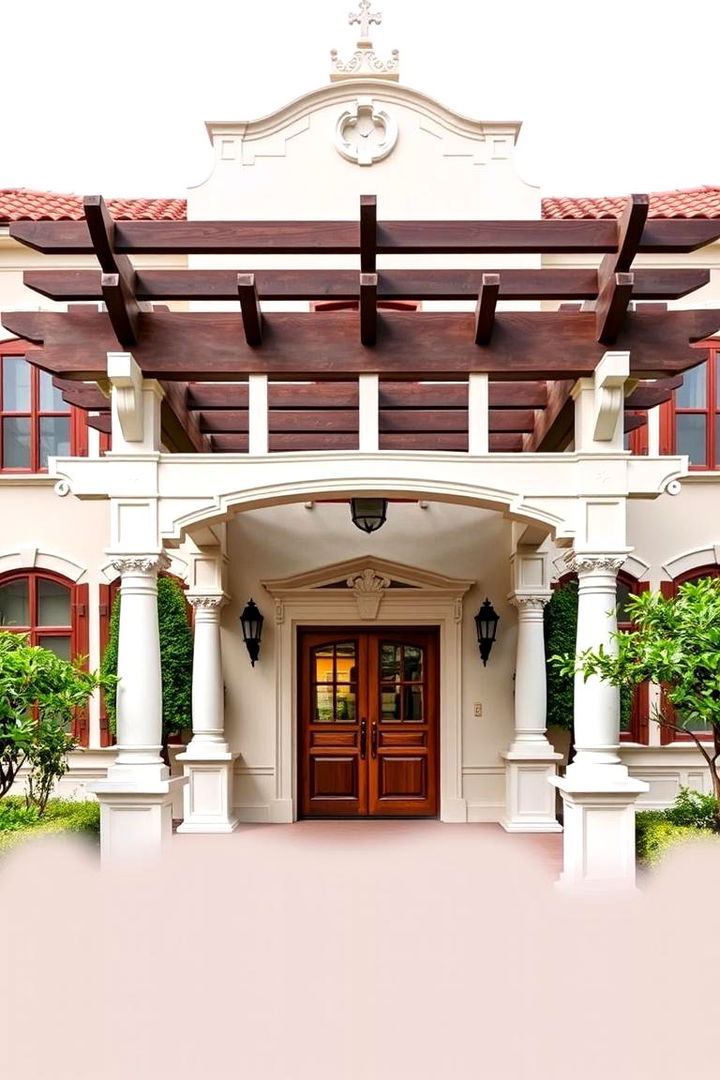Colonial Inspired Pergola - 22 Front Porch Pergola Ideas