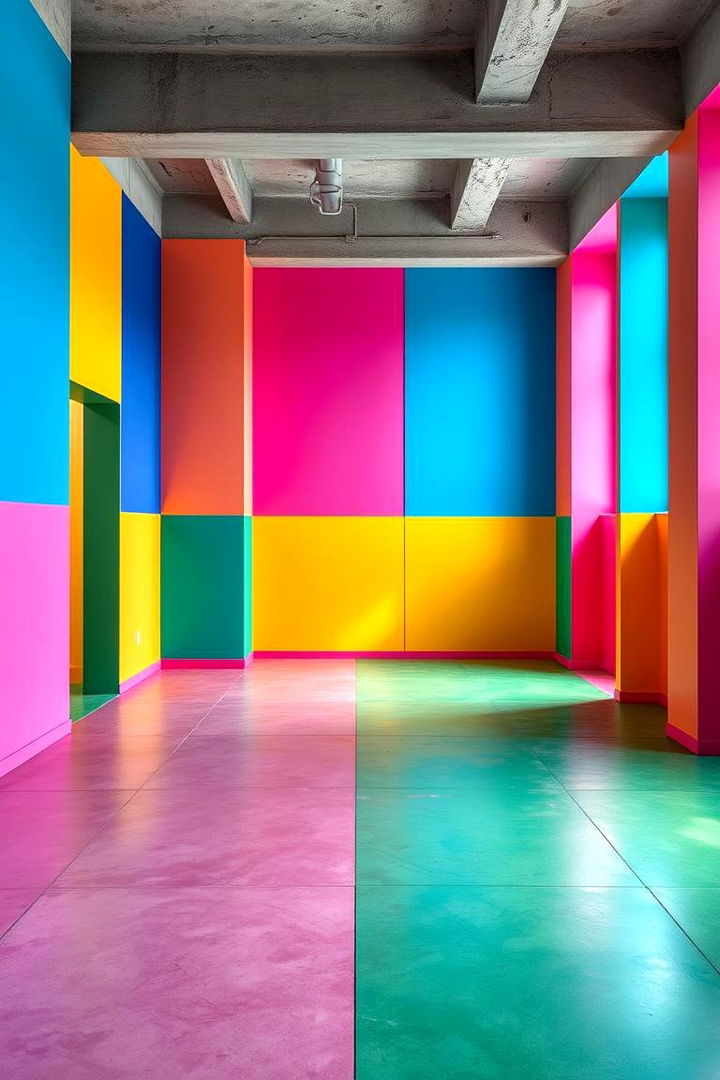 Color Blocking Paint Designs - 22 Indoor Concrete Floor Paint Ideas