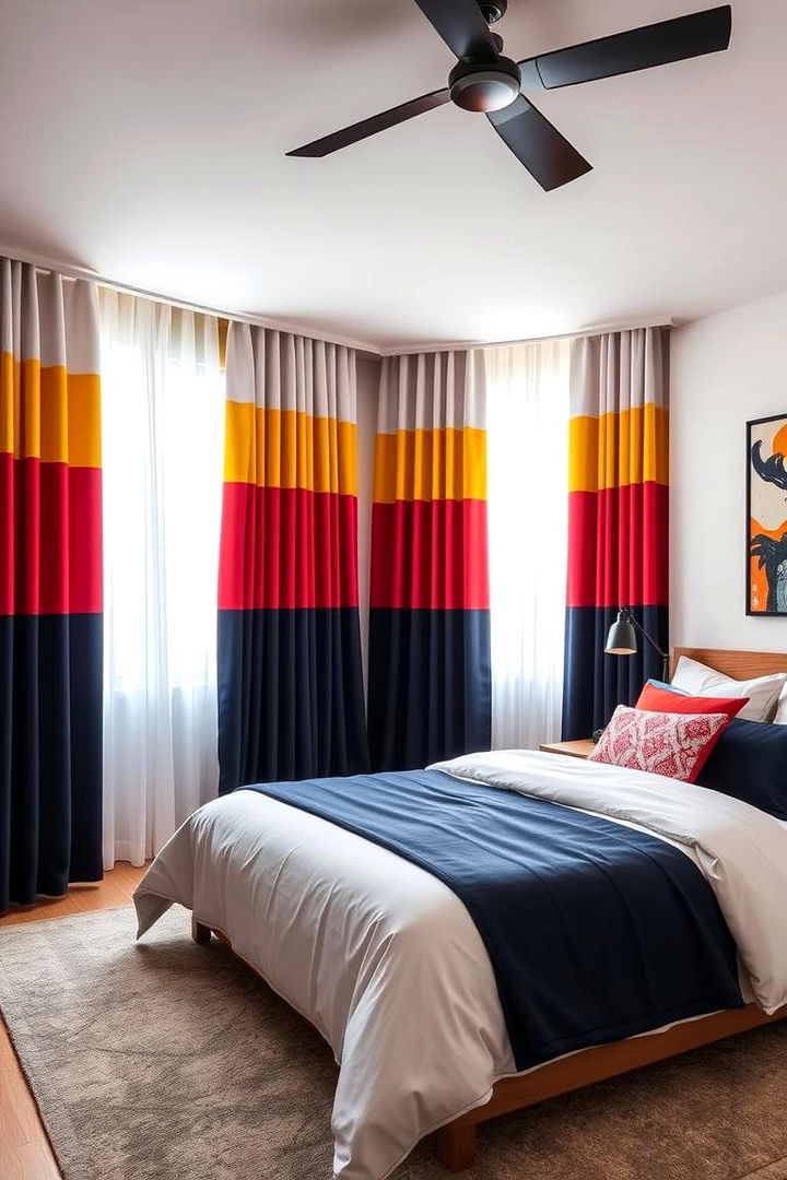 Color Blocking with Contrasting Tones - 22 Bedroom Curtain Ideas