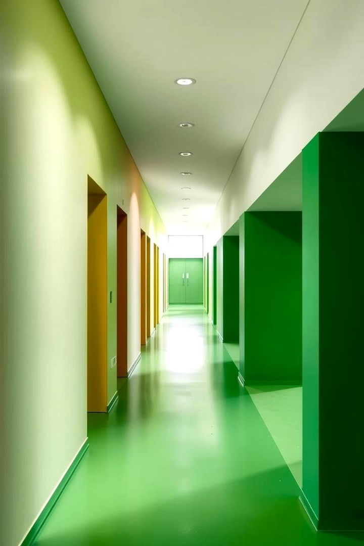 Color Blocking with Green Shades - 22 Green Hallway Ideas