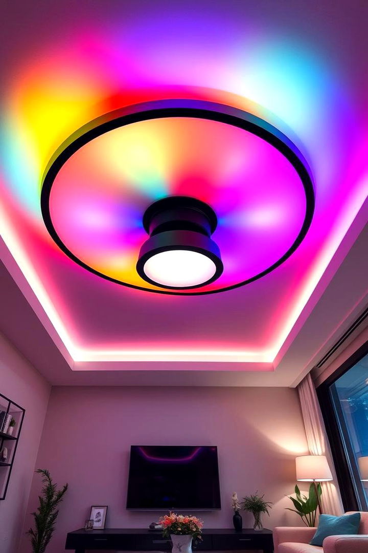 Color Changing LED Ceiling Fixtures - 22 Living Room Ceiling Lighting Ideas