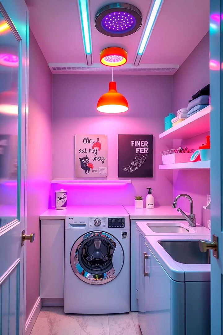 Color Changing LED Fixtures - 22 Laundry Room Lighting Ideas