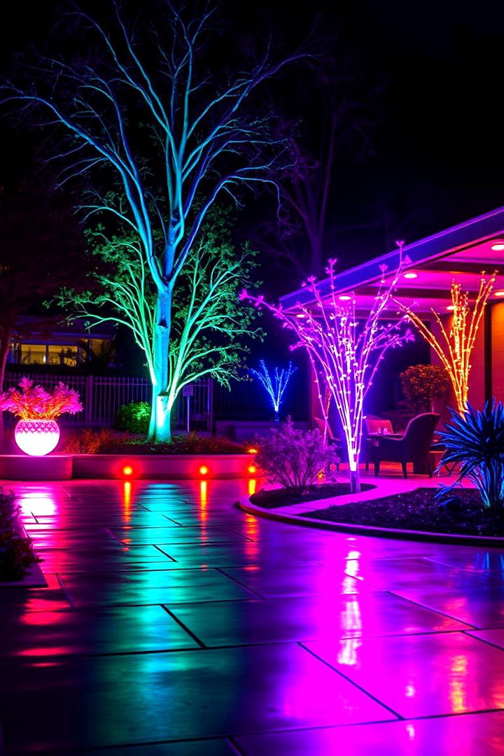 Color Changing LED Lights - 22 Backyard Lighting Ideas